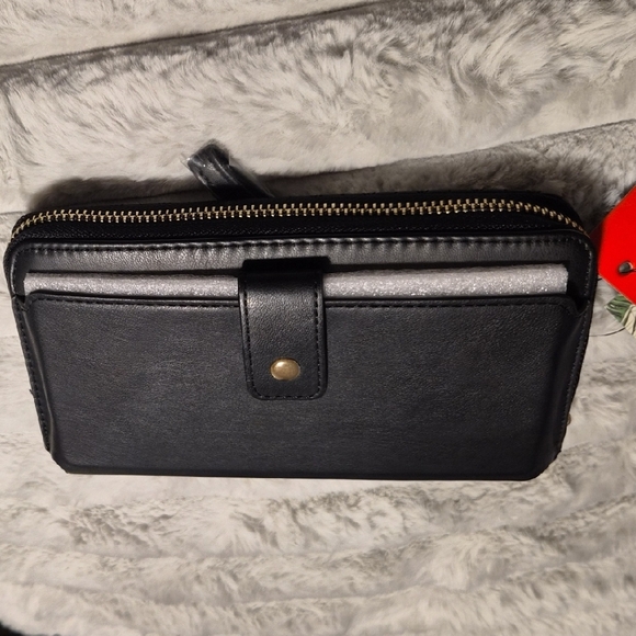 Black Quilted Wallet with Gold Logo - Picture 3 of 4